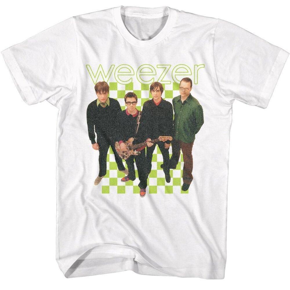 Weezer  Lineup White Alternative Rock Band Graphic Concert T-Shirt